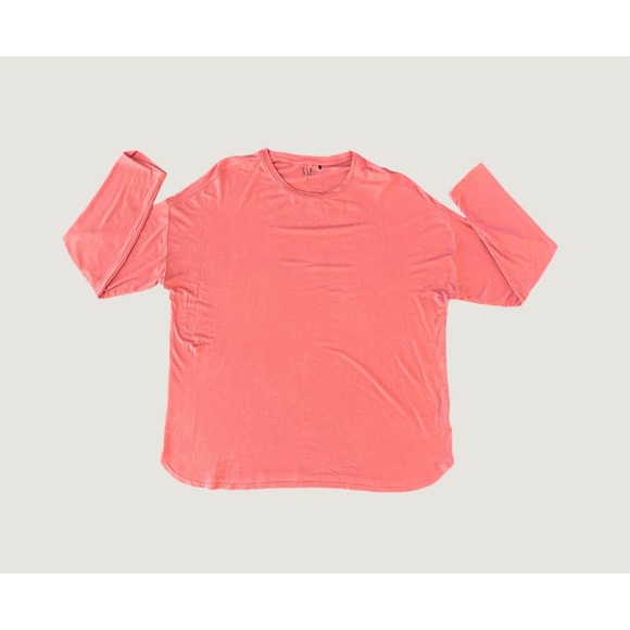GAP Tops - Gap Womens Large Coral Pink Long Sleeve Drop Shoulder Rayon Spandex Top 1376